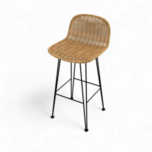 Lot de 2 chaises de bar 76 cm en résine tressée marron - Jigani