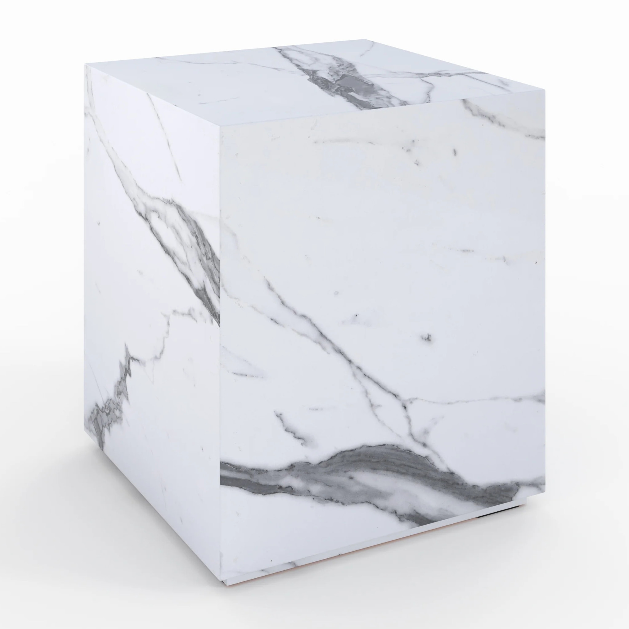 Table d'appoint effet marbre blanche - Lison
