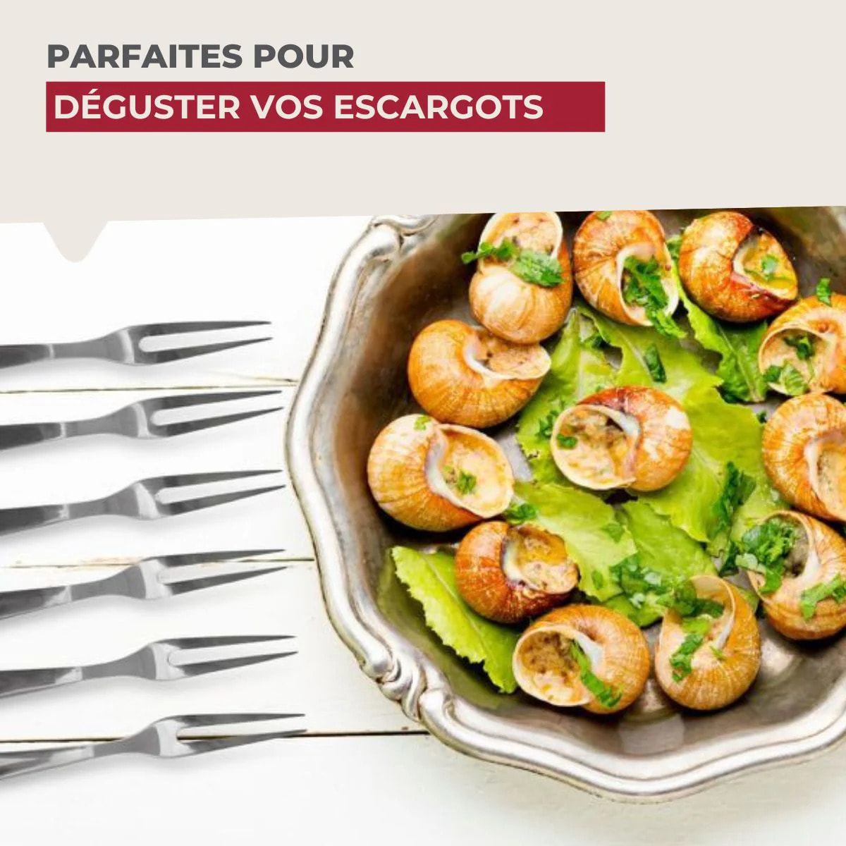 Lot de 6 fourchettes à escargots 12,5 cm Fackelmann