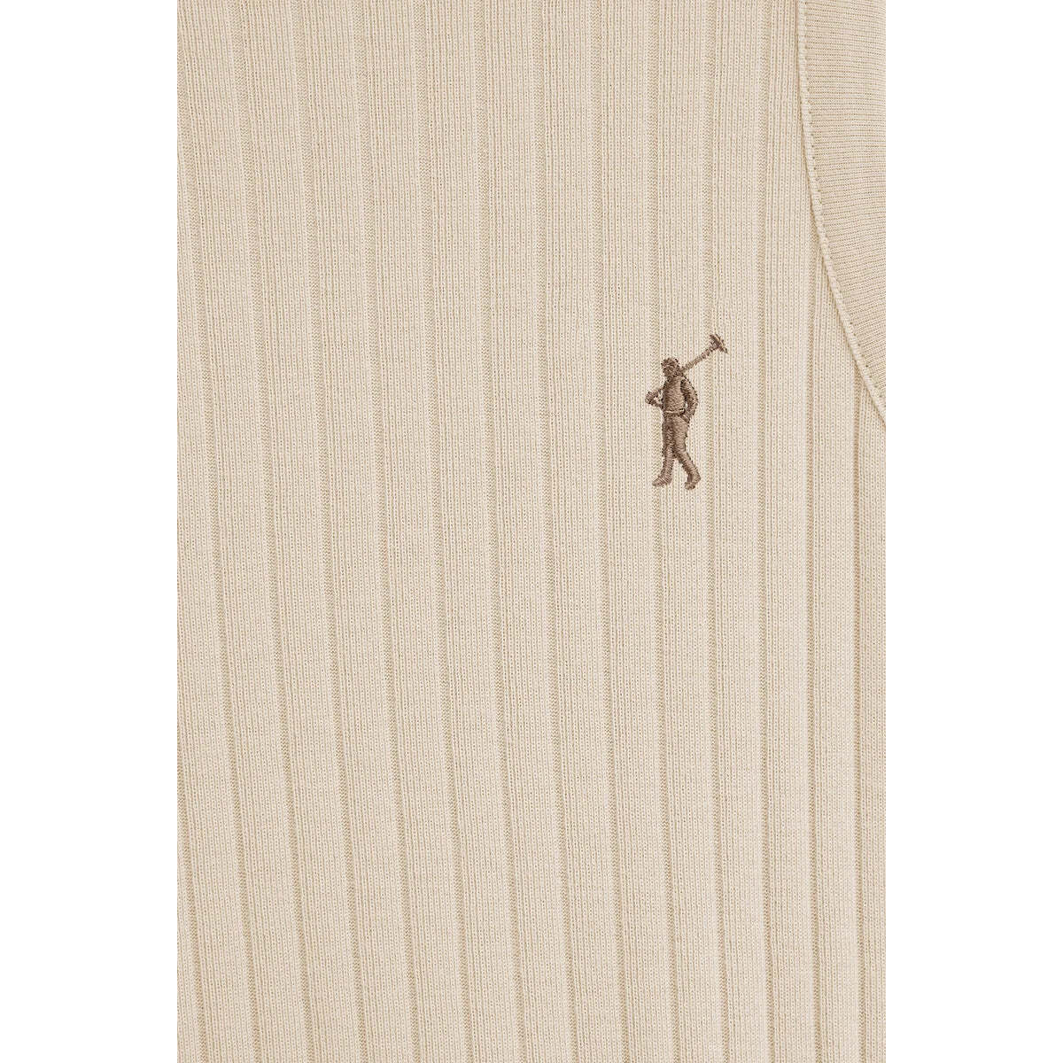 Canotta beige a coste slim fit e ricamo Rigby Go