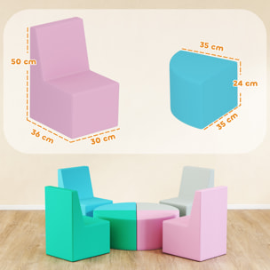 Parcours motricité bébé 8 pcs ensemble table et chaises enfant 2 en 1