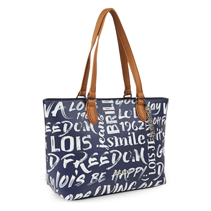 Bolso Shopper-Tote Lois Words Azul Marino