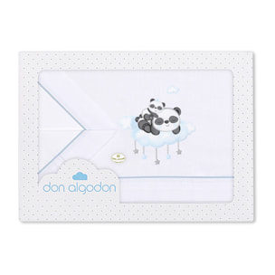 Sábanas Cuna y Kit  Peine con Cepillo de Don Algodón Panda Nube