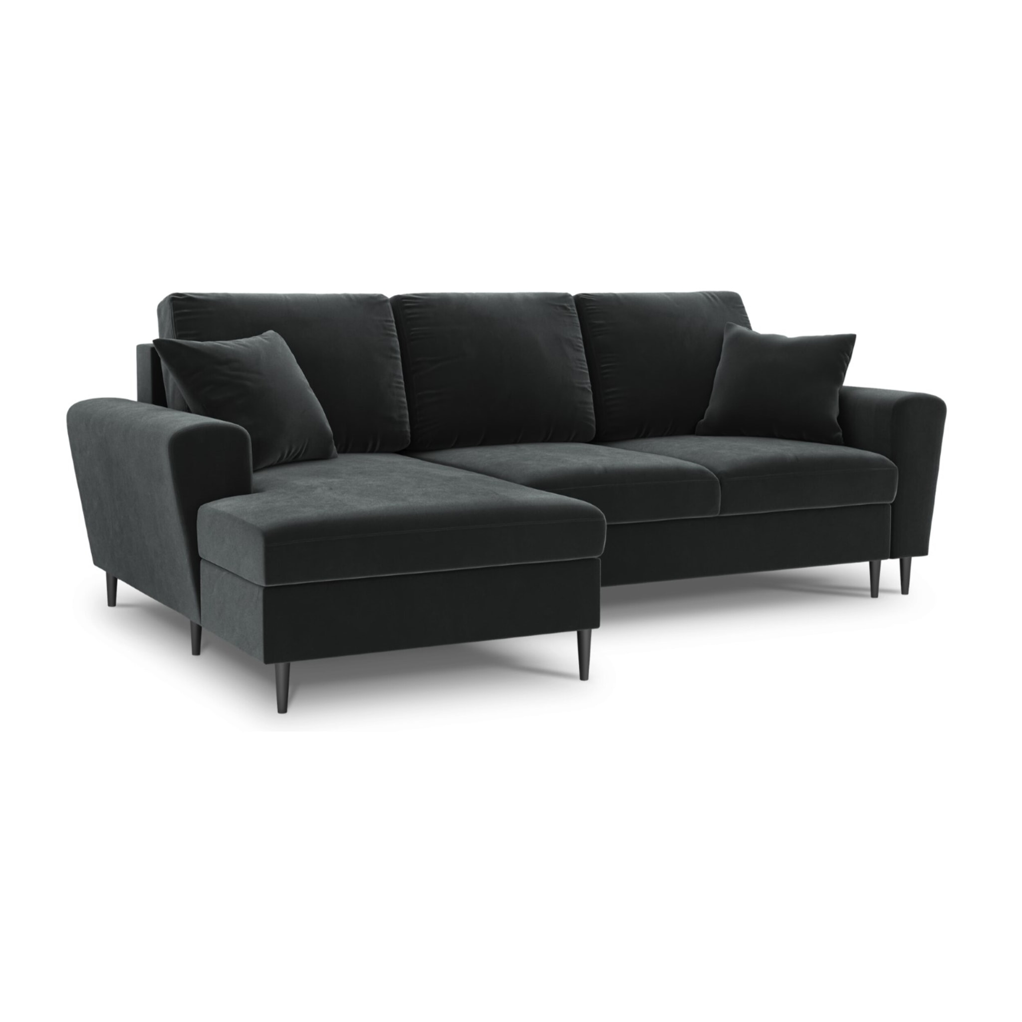Canapé d'angle gauche convertible avec coffre de rangement "Kyoto" 4 places en velours gris foncé