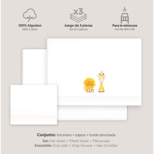 Triptico Minicuna Leon Jirafa Pajarito Blanco