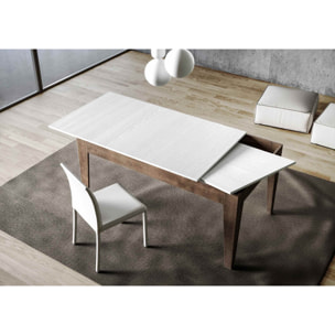 Table Cico Mix 90x160 + 60 Cadre Noyer / Dessus Frêne Blanc