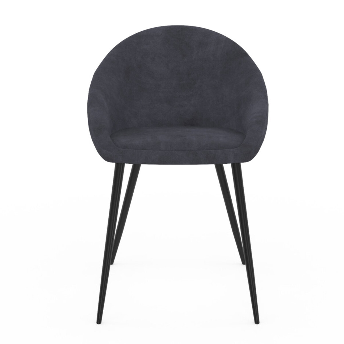 Chaises Dory velours gris pieds métal noirs - lot de 2