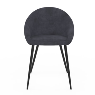 Chaises Dory velours gris pieds métal noirs - lot de 2