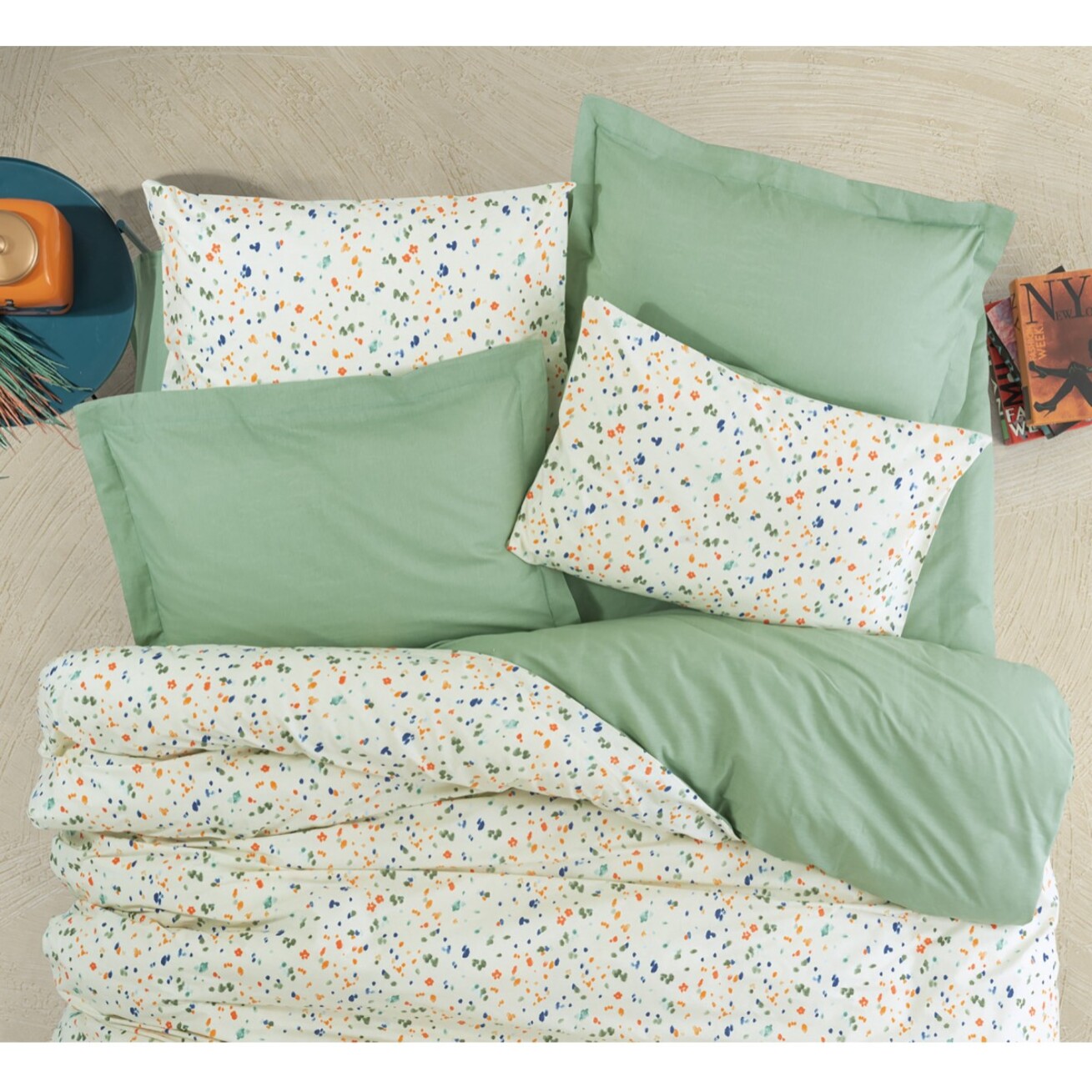Parure housse de couette et taie(s) d'oreiller coton imprimé