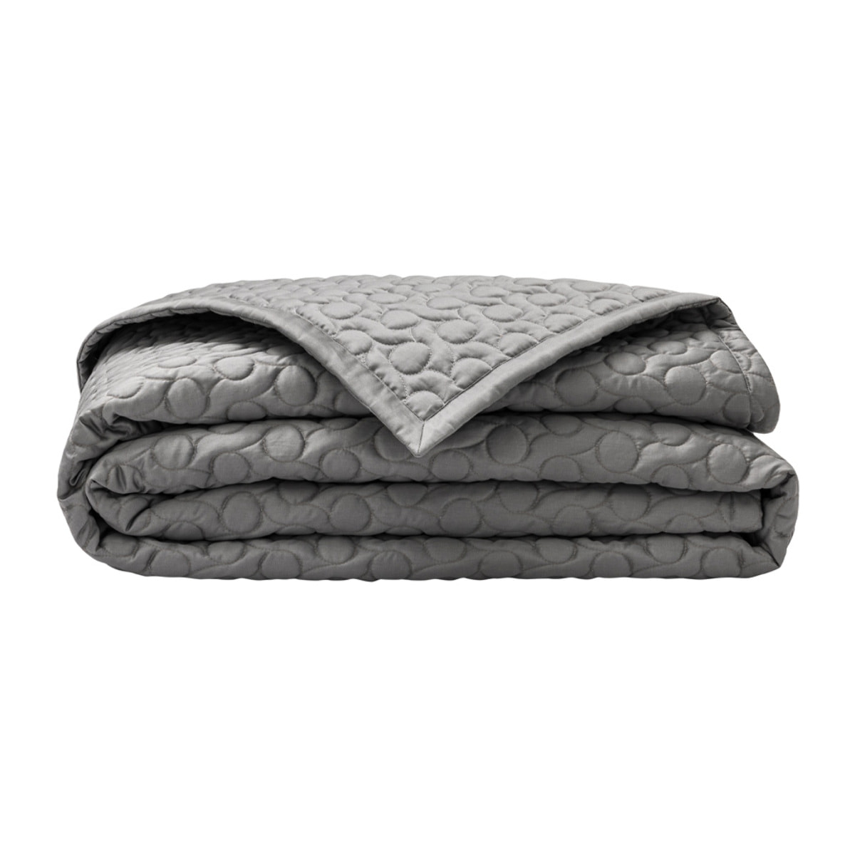 Couvre-lit matelassé uni en satin de coton bio, POESIE, Gris Meteore