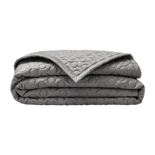 Couvre-lit matelassé uni en satin de coton bio, POESIE, Gris Meteore