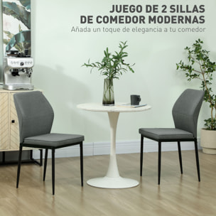 Juego de 2 Sillas de Comedor Modernas Sillas de Cocina con Asiento Acolchado y Tapizado Respaldo Curvo Patas de Acero para Salón Dormitorio Gris