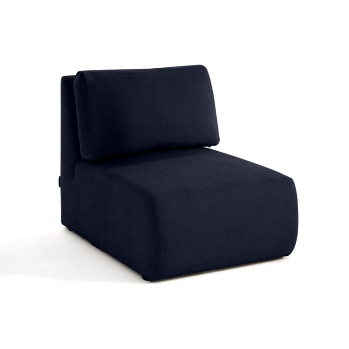 Santorini - module d'assise sans accoudoirs - en tissu texturé - Bleu marine