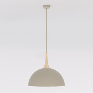 Lampada a sospensione Nautica in acciaio mokka e legno