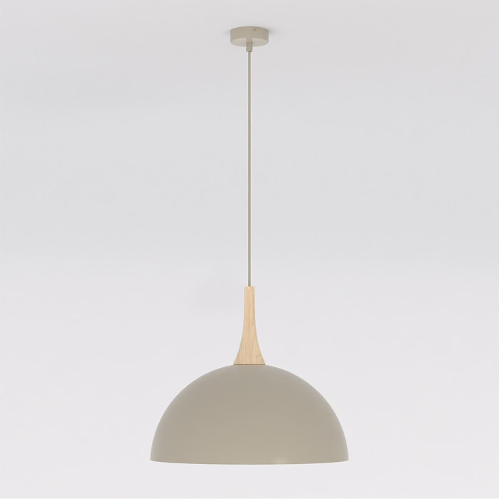 Lampada a sospensione Nautica in acciaio mokka e legno