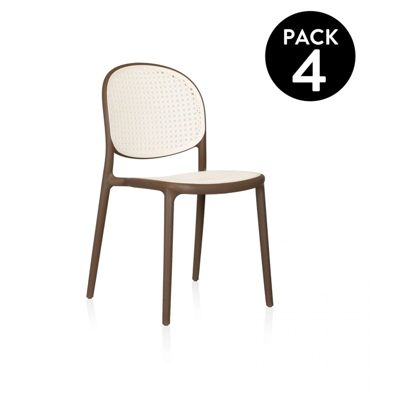 Pack 4 sillas de exterior Klux Taupé - rattan