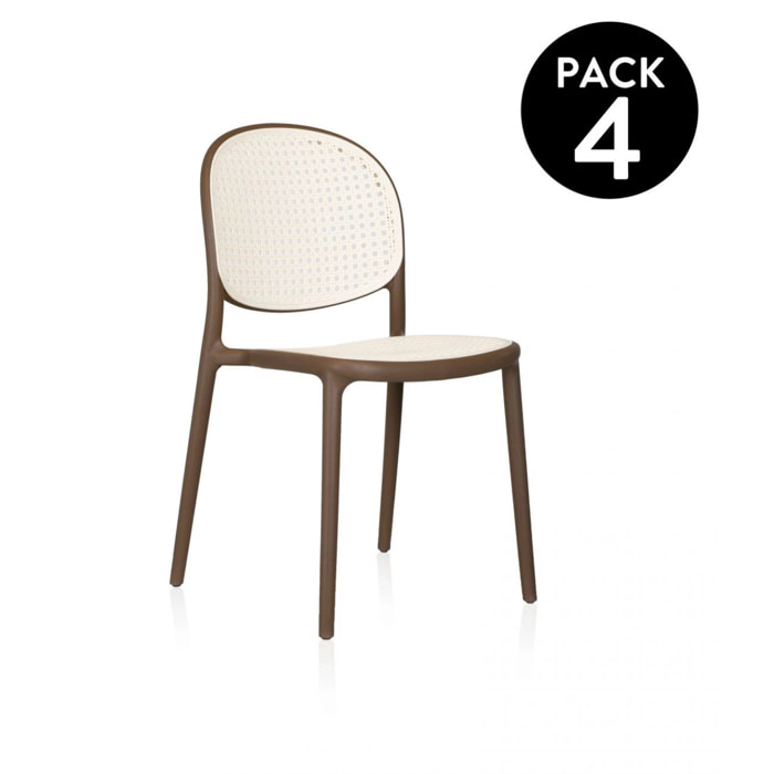 Pack 4 sillas de exterior Klux Taupé - rattan