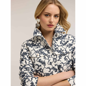 Motivi - Giacca in drill con ricamo floreale - Blu