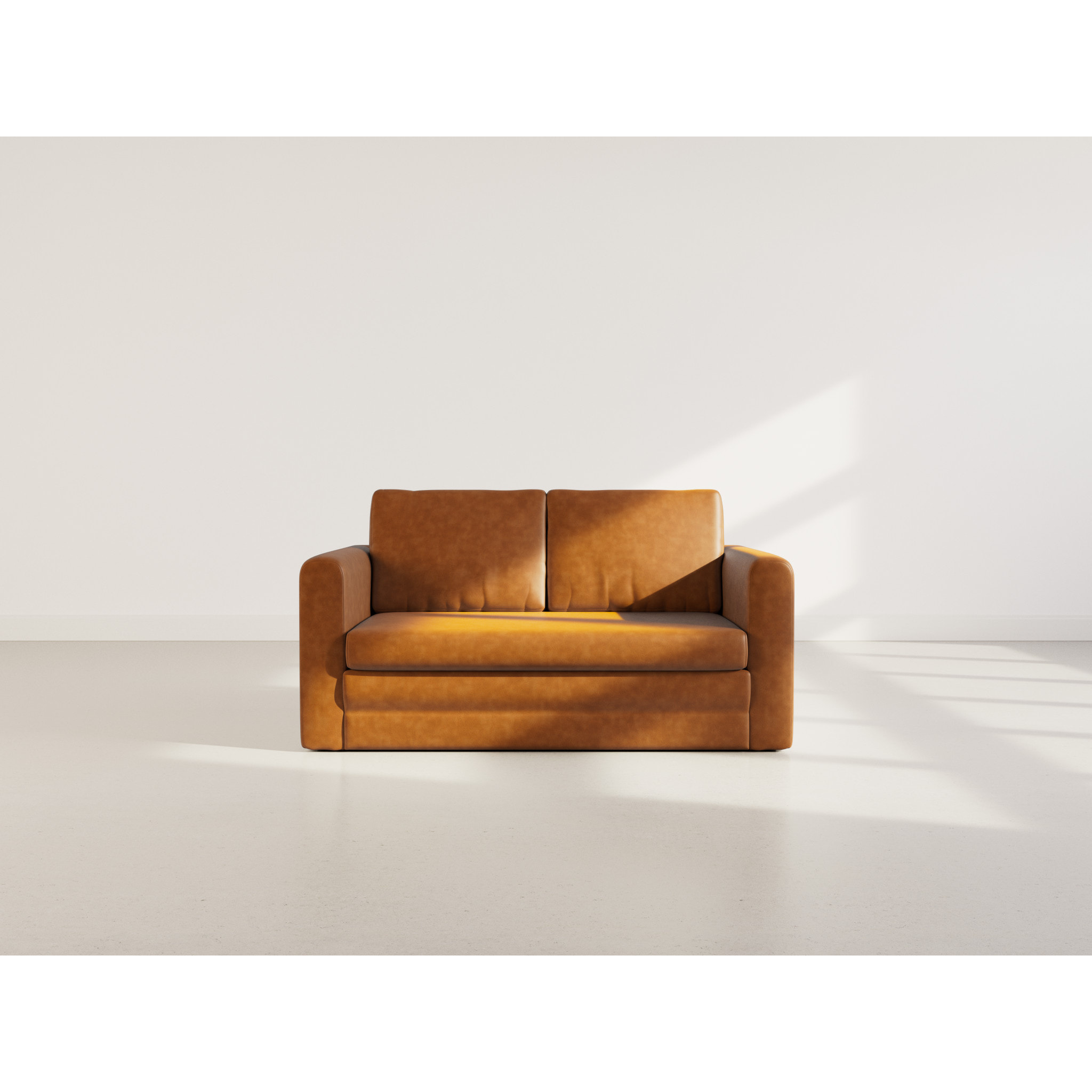 Marilia - canapé 2 places convertible déplimousse en simili - Cognac