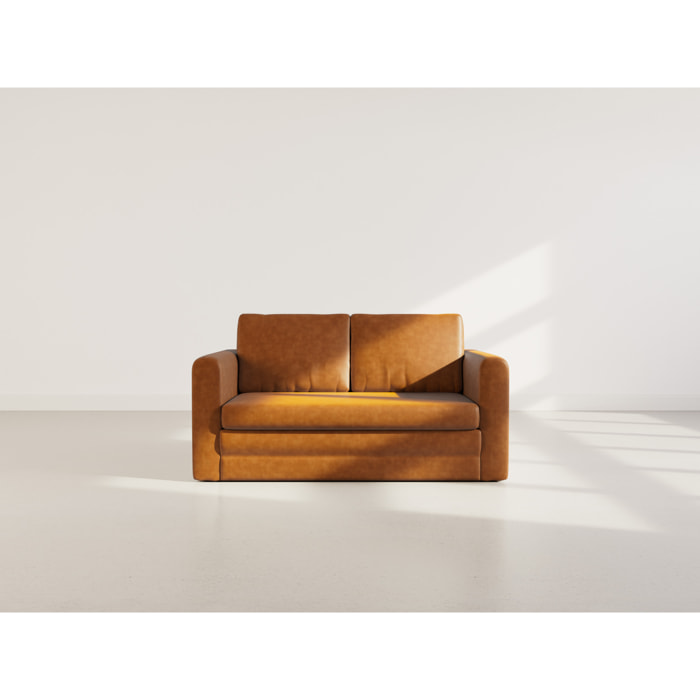 Marilia - canapé 2 places convertible déplimousse en simili - Cognac