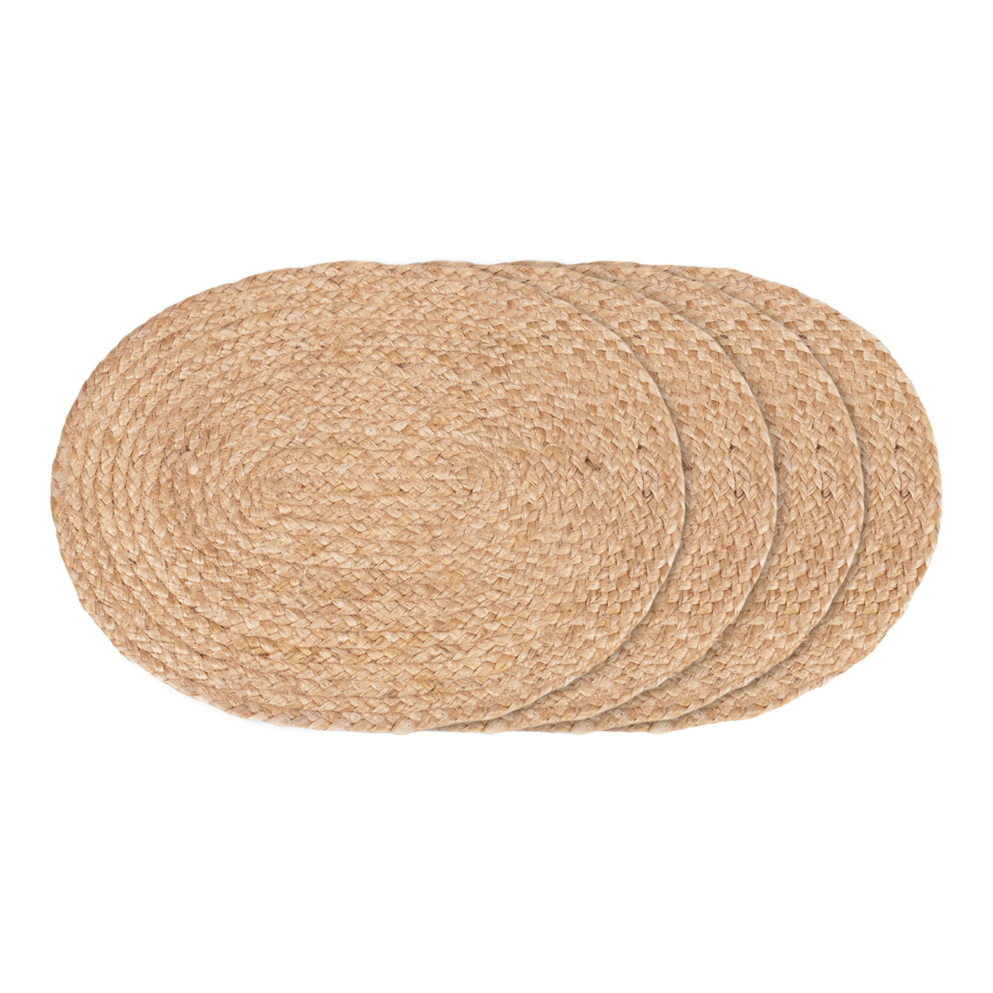Set 4 tovagliette Bombay in juta naturale intrecciata ovale 35x45 cm