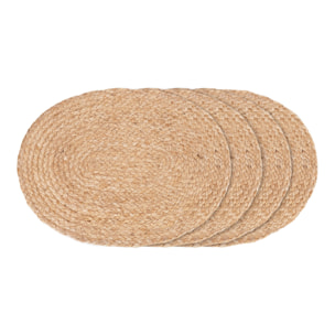 Set 4 tovagliette Bombay in juta naturale intrecciata ovale 35x45 cm