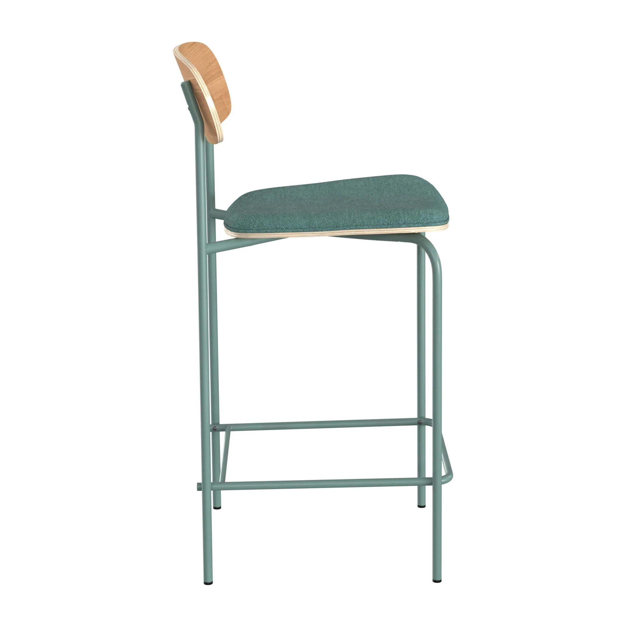 Lot de 2 chaises pour îlot central en tissu bleu canard 65 cm - Alba