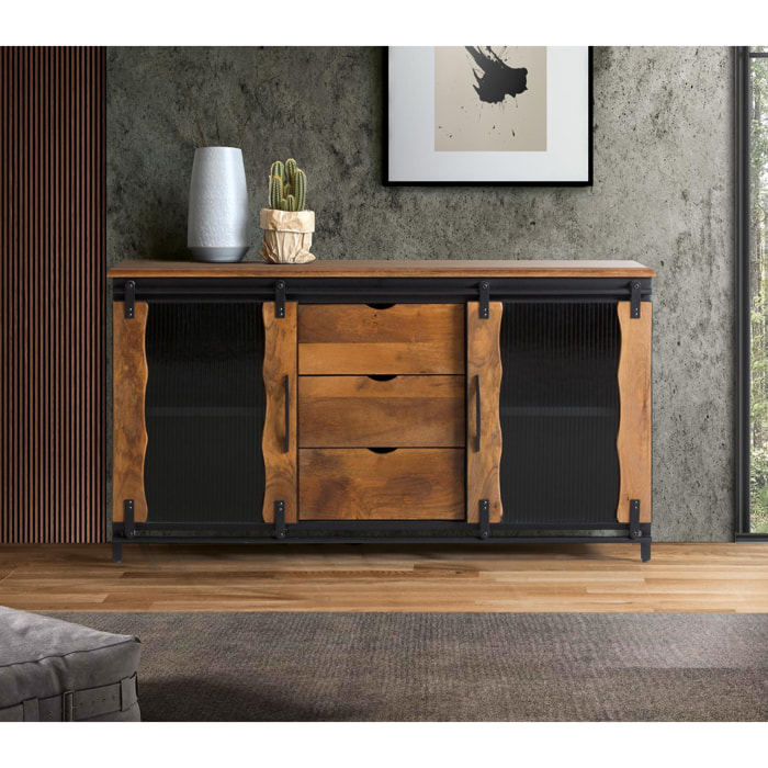 Aparador de Madera de Mango, Metal Estilo Industrial