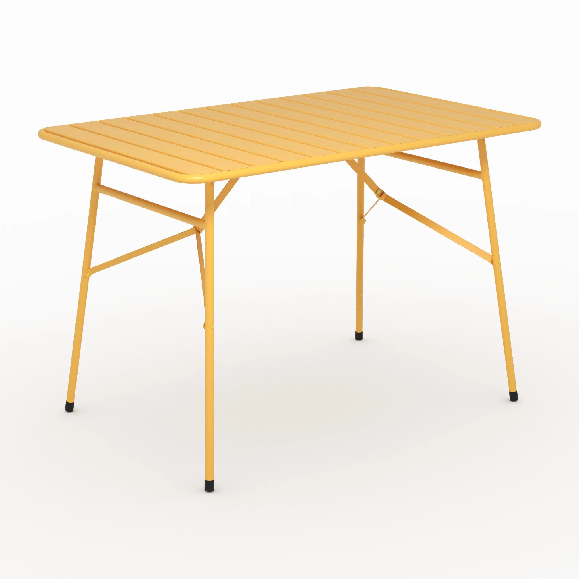 Table de jardin en métal jaune beurre 4 personnes - Yumi