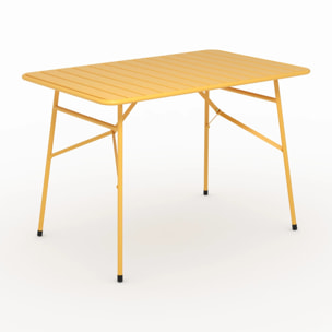 Table de jardin en métal jaune beurre 4 personnes - Yumi