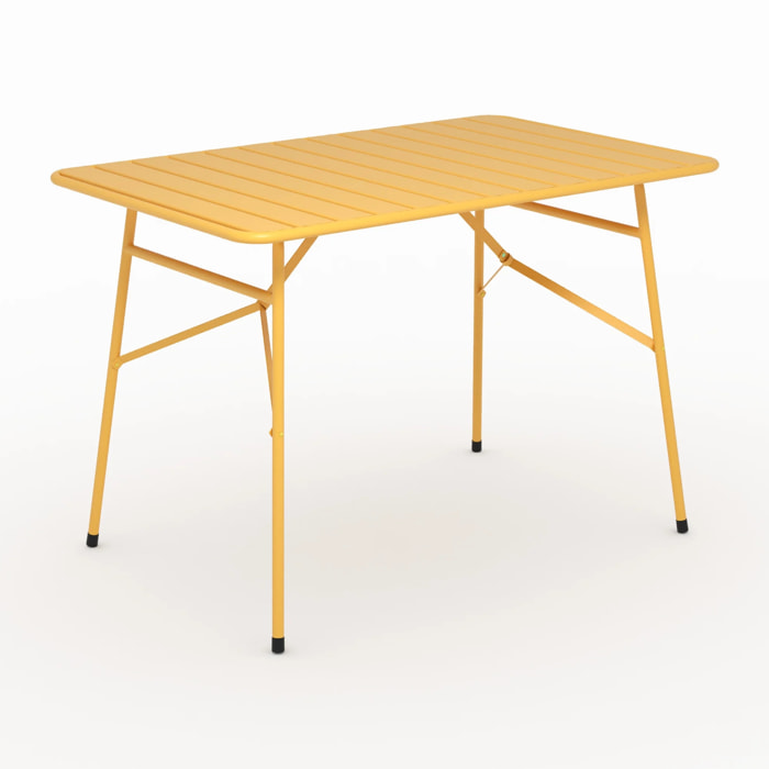 Table de jardin en métal jaune beurre 4 personnes - Yumi
