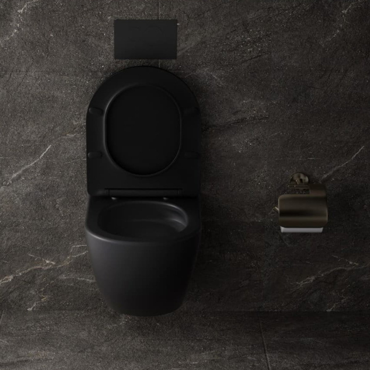 Fusion WC suspendu avec abattant SoftClose et fixations invisibles, rinçage Vortex, noir mat (SATFUS010RTORPBKM)