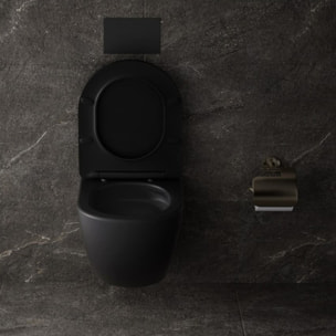 Fusion WC suspendu avec abattant SoftClose et fixations invisibles, rinçage Vortex, noir mat (SATFUS010RTORPBKM)