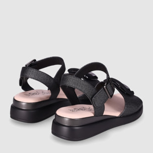 Sandalias de Piel Sintética - Negro - Tacón: 5 cm