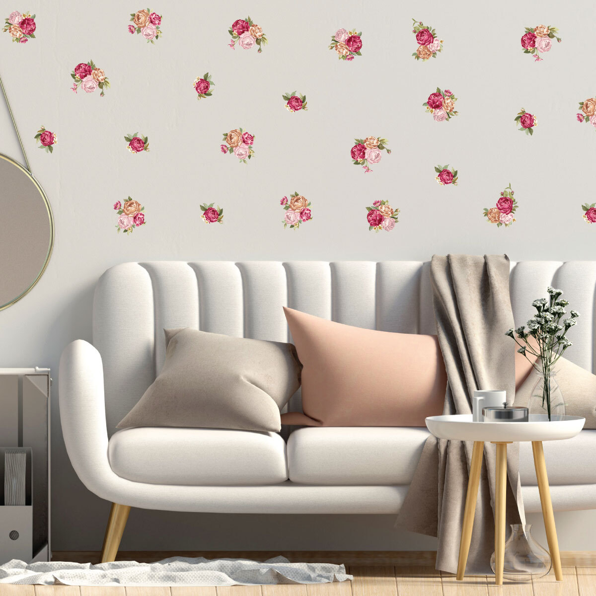 Stickers muraux | Sticker Mural Autocollant - FLEURS BOUQUETS DE ROSES - adhésifs fond transparent