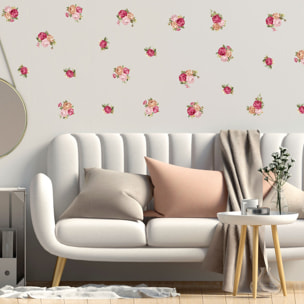 Stickers muraux | Sticker Mural Autocollant - FLEURS BOUQUETS DE ROSES - adhésifs fond transparent