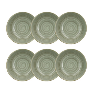 Lot de 6 bols 16,5cm en grès vert TURBOLINO