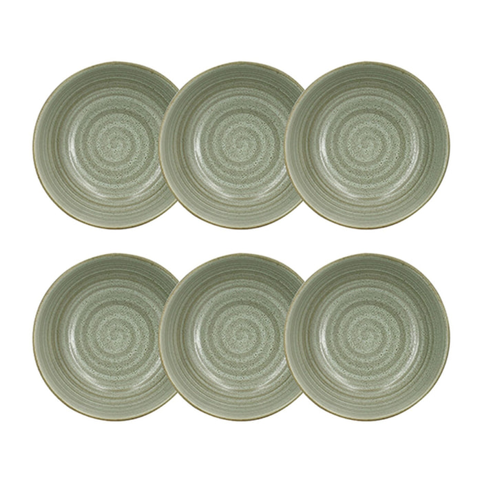 Lot de 6 bols 16,5cm en grès vert TURBOLINO