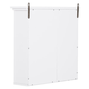 Armoire haute murale de salle de bain ou WC placard 1 porte 3 niches dim. 53L x 14,5l x 50,5H cm MDF panneaux particules blanc