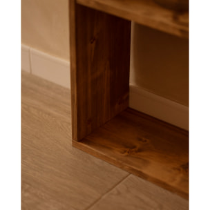 Estanteria de madera maciza en tono roble oscuro con 3 estantes Alto: 146 Largo: 40 Ancho: 20