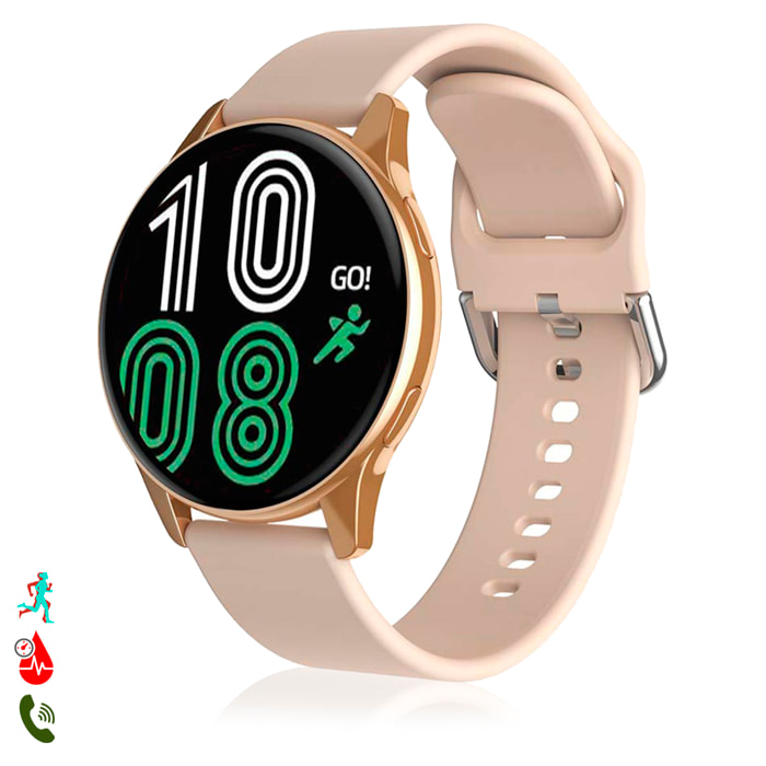 Smartwatch T2 Pro con display AMOLED da 1,52", chiamate Bluetooth, notifiche e modalità sportive.