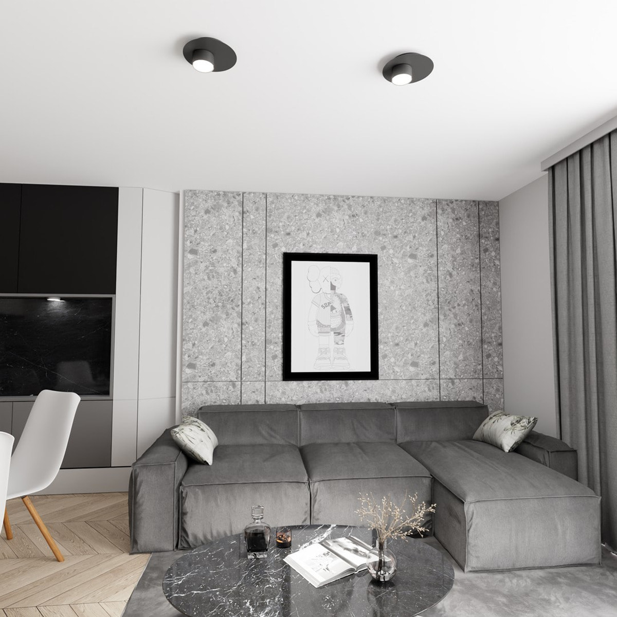 Lampada da soffitto Bolx in acciaio nero opaco