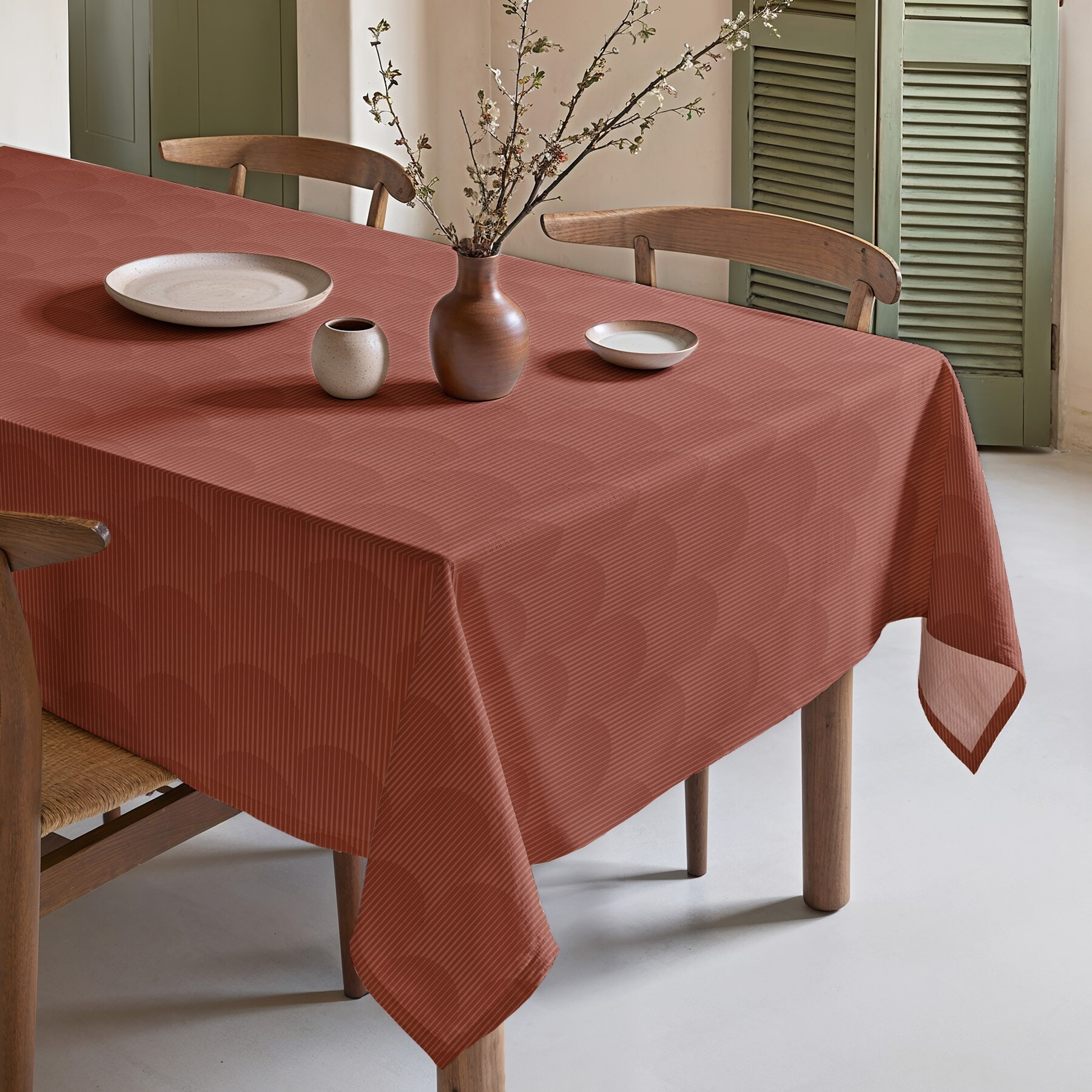 Nappe imprimée anti-tâches AMARA TERRACOTA