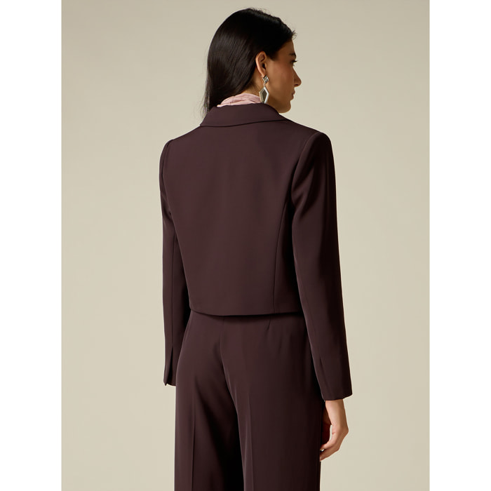 Oltre - Blazer cropped doppiopetto - Marrone
