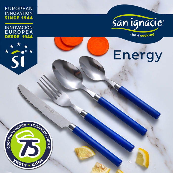 Set 24pcs cubertería  con mango azul San Ignacio