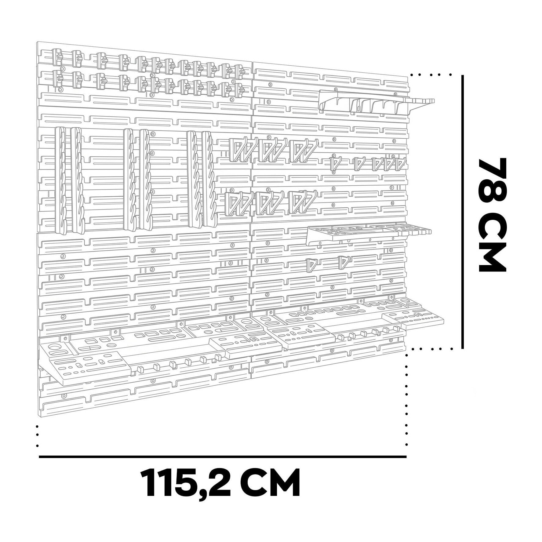 Peg Medium - 4 Pannelli Forati Portautensili da Officina 68 Pezzi Porta attrezzi Portaoggetti da Parete in Metallo Nero