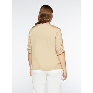 Fiorella Rubino - Blusa in raso con piega davanti - Beige