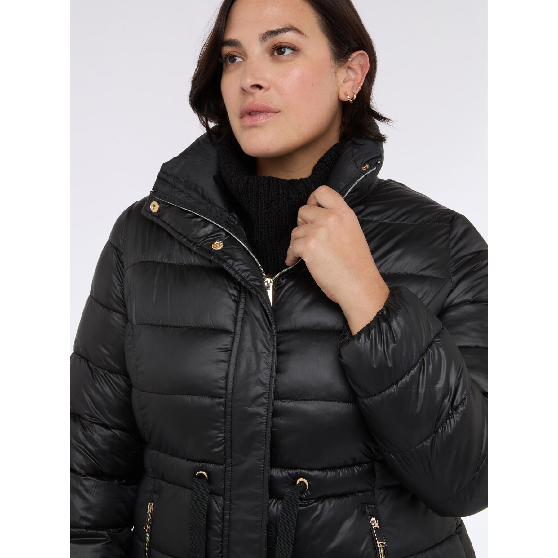 Fiorella Rubino - Plumífero acolchado con cordón en la cintura - Negro