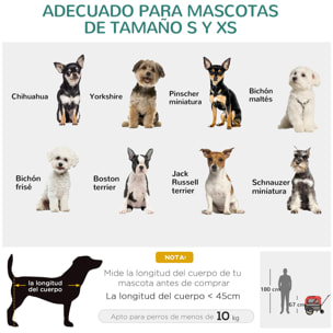 Remolque de Bicicleta para Perros 2 en 1 Carrito para Perros de Acero con Cinturón de Seguridad Mango de Empuje Extraíble Bandera y Reflectores 129x55,5x92 cm Rojo