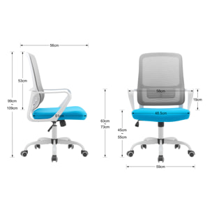 Silla de estudio Noah tela azul y gris 109x59x56 cm
